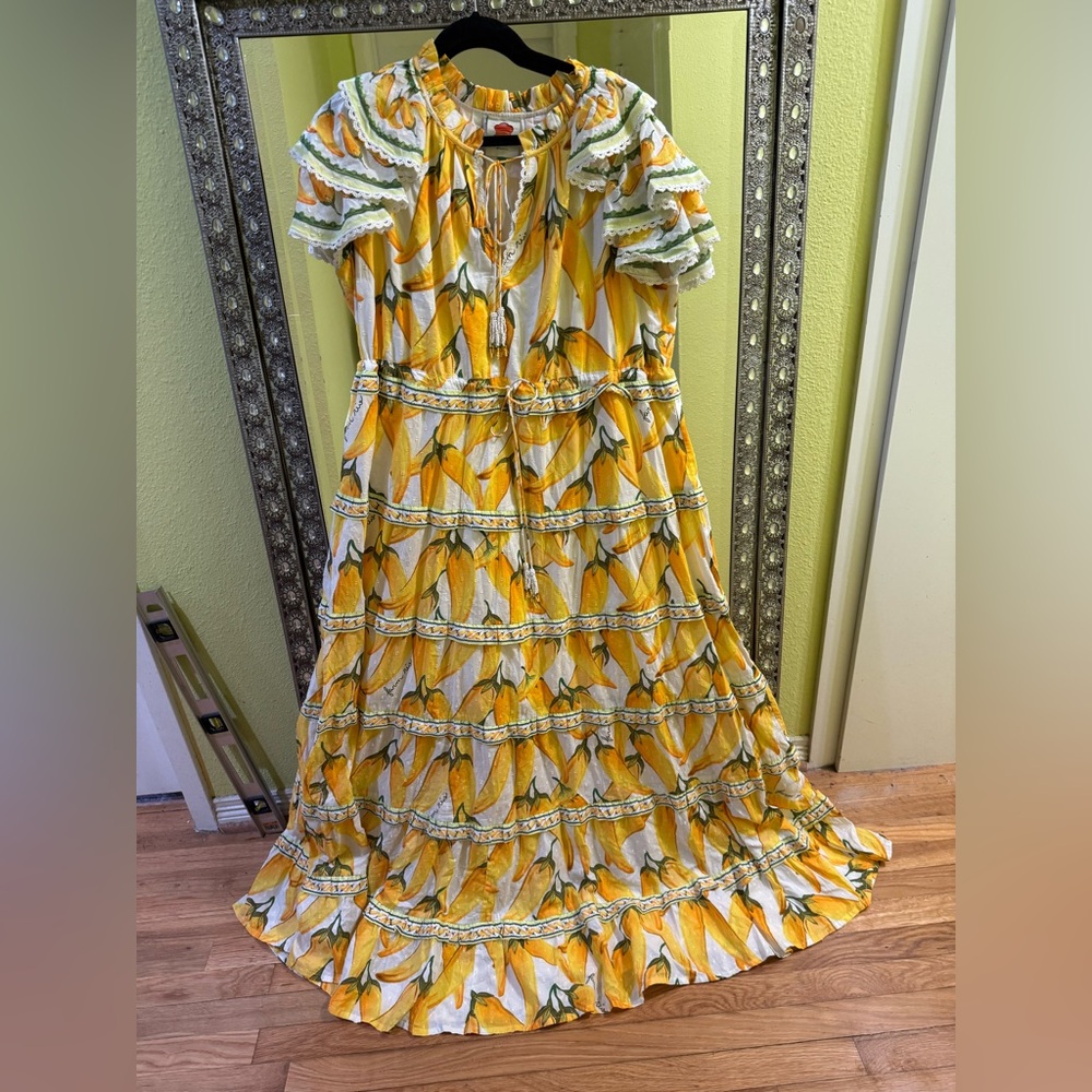 FARM Rio Yellow White Banana Print Maxi Dress - Picture 2 of 5